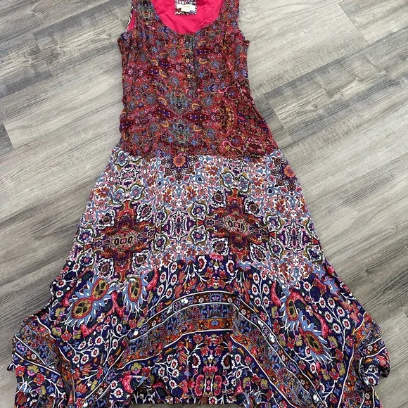 Maeve Anthropologie Violette Boho Floral Asymmetrical Midi Dress Size 6 - Picture 2 of 5